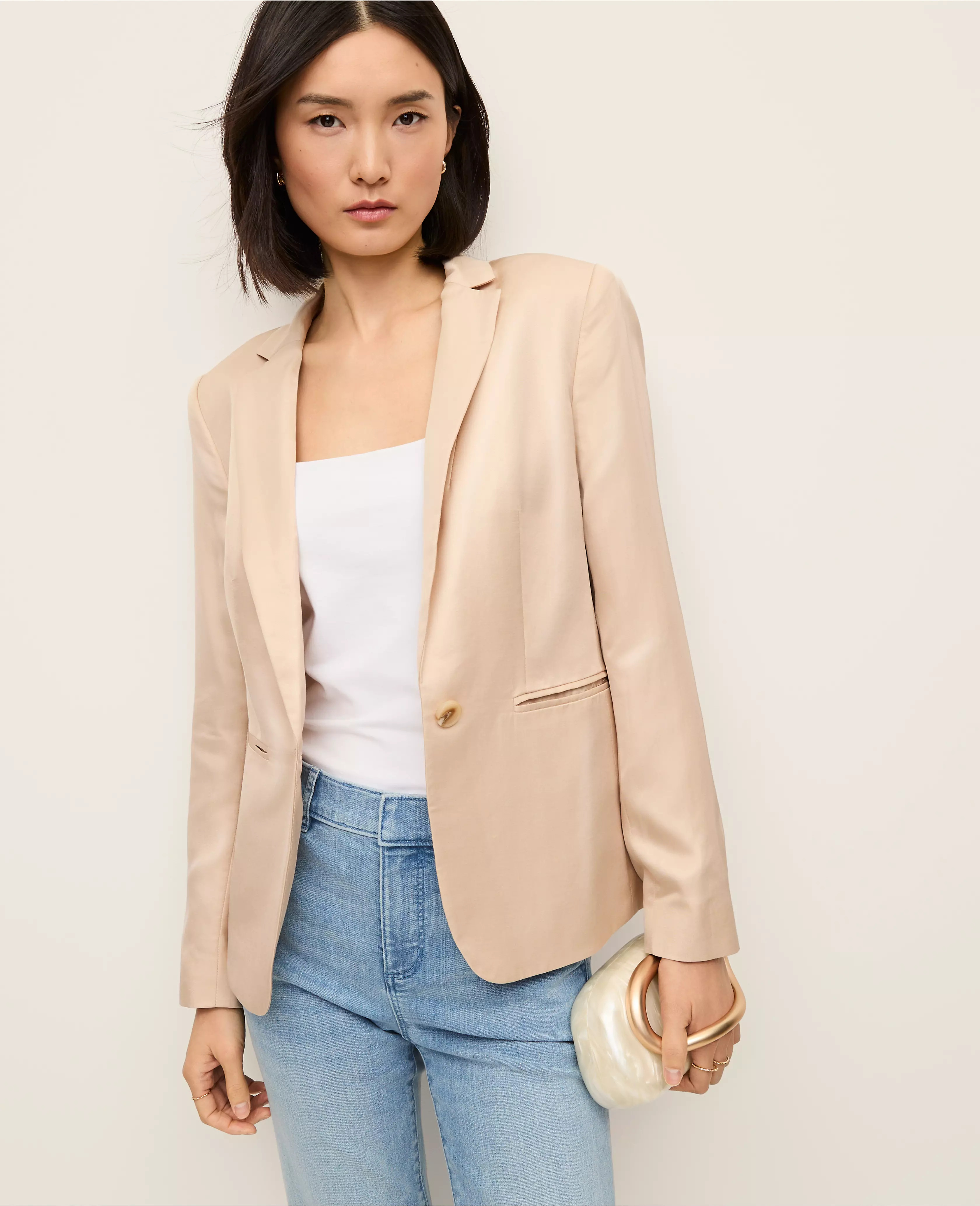 The Petite Hutton Blazer in Shine | Ann Taylor