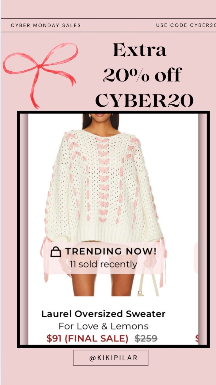 Cyber Monday sale
Things I have and on sale
Wore this sweater for Valentine’s Day
Revolve sale
Extra 20% off sale item 
extra 20% off revolve
Knit sweater on sale
Bow sweater on sale
Ribbon sweater on sale
Neutral sweater 
Love and lemons on salee

#LTKCyberWeek #LTKFindsUnder100 #LTKSaleAlert