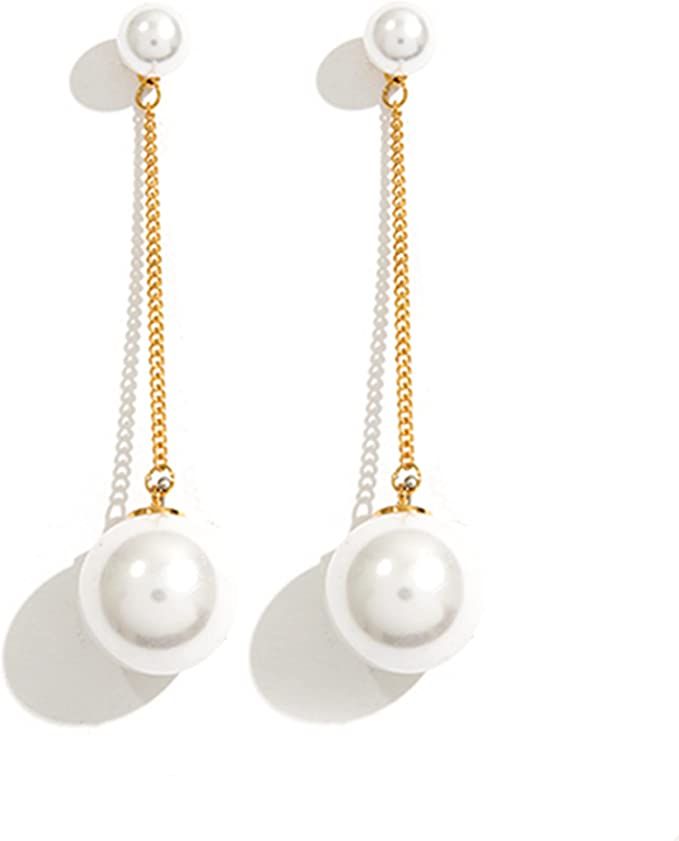 YERTTER Women Vintage Gold Pearl Statement Dangle Earrings Long Big Pearls Drop Earrings for Wome... | Amazon (US)