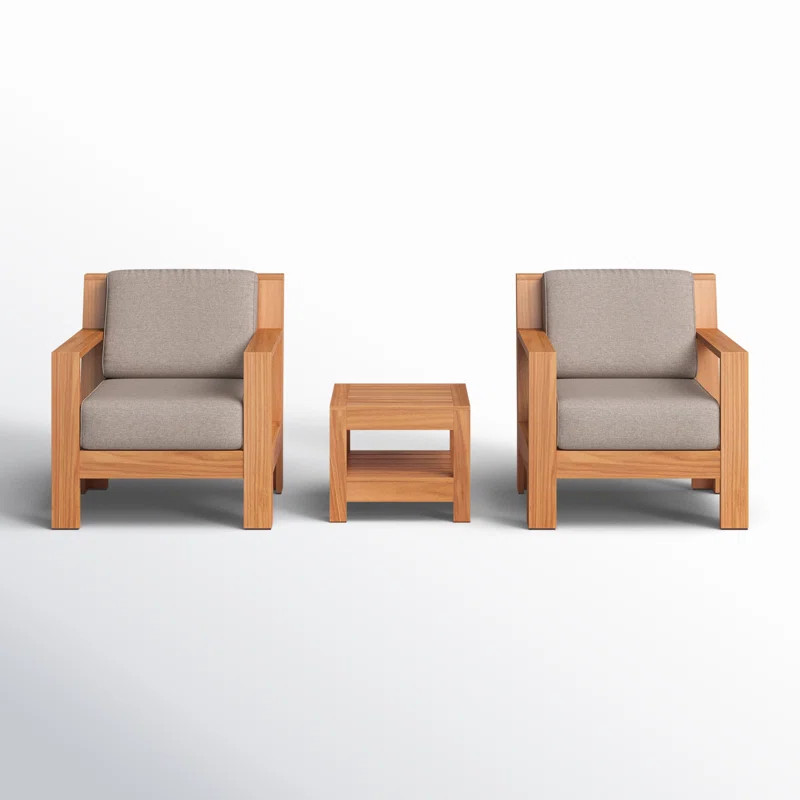 Bogota 2 - Person Teak Seating Group with Sunbrella Cushion | Wayfair North America