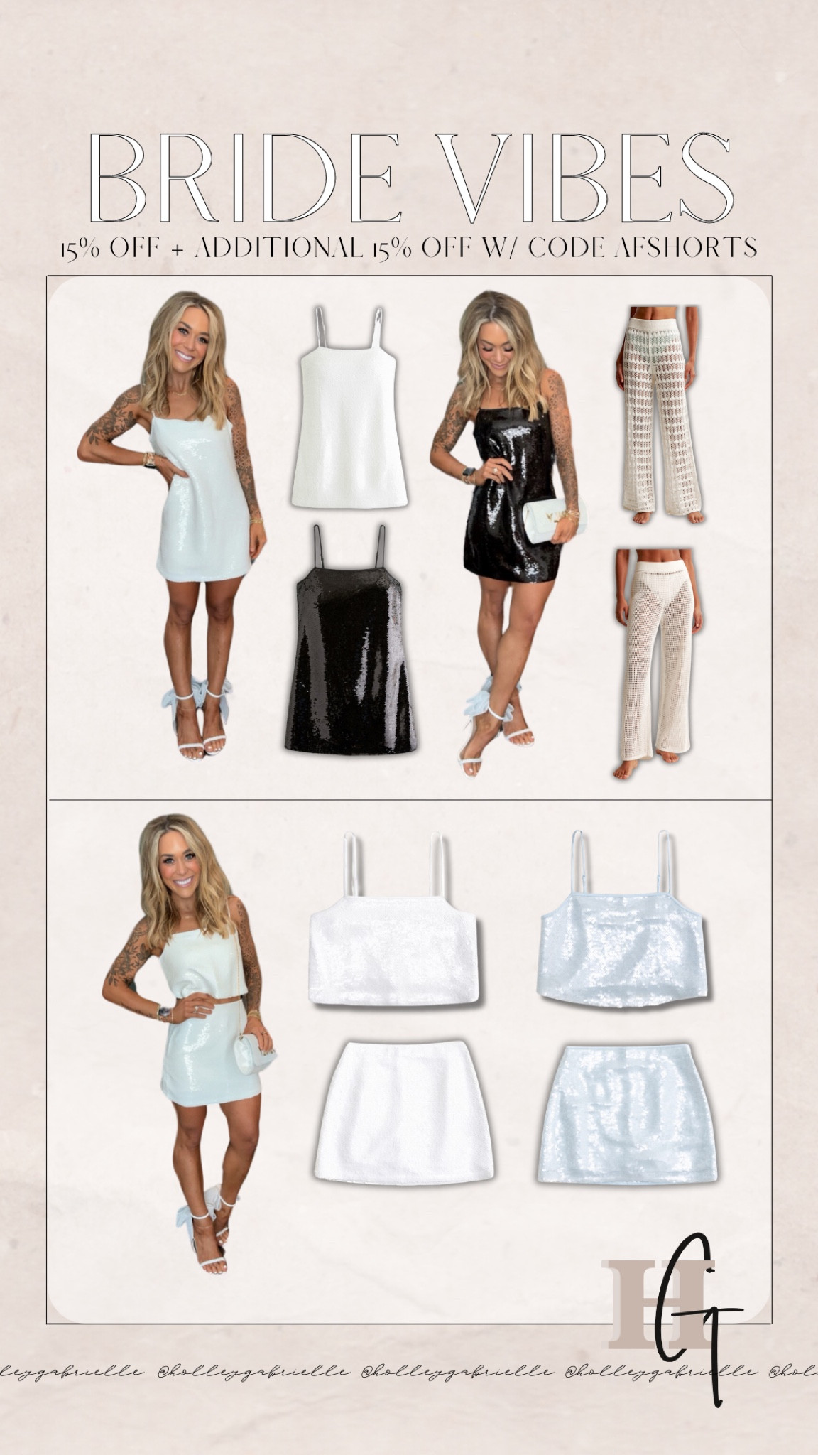 All my bridal inspo fits are on SALE👀💍👰‍♀️15% off then add code AFSHORTS for additional 15% off making it 30% total! So many amazing options! 

Bride to be / Abercrombie sale / sequins / heels / wedding / bridal / Holley Gabrielle 

#LTKFindsUnder100 #LTKWedding #LTKSaleAlert