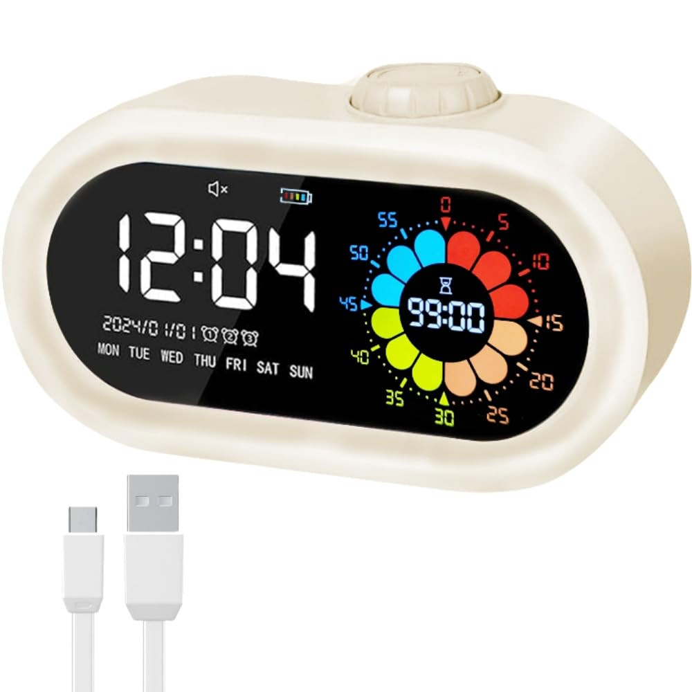 Digital Clock Battery Operated: Cordless 2000mah Battery Charging for Travel Classroom (White) | Amazon (US)