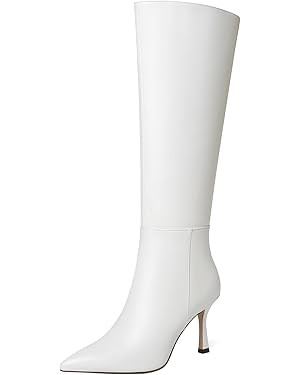 CKSNDLF Knee High Boots for Women Pointed Toe Stiletto Heel Long Boots Side Zipper Tall Boots | Amazon (US)
