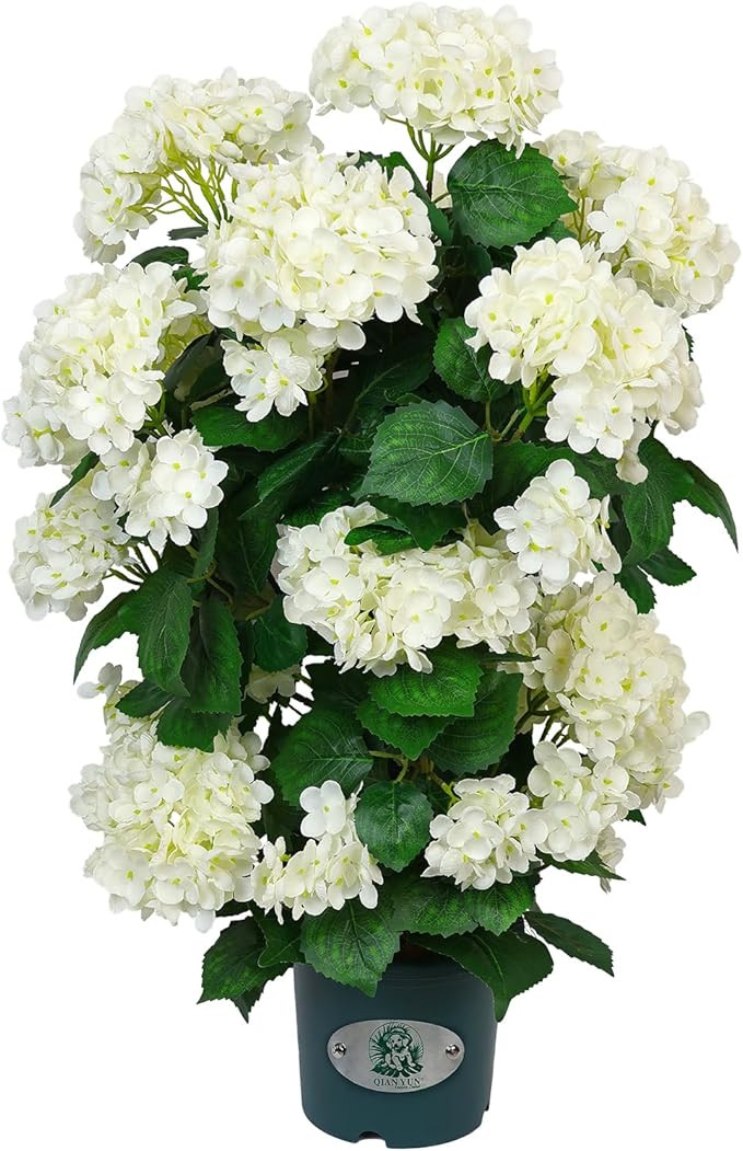 31’’ Artificial Hydrangea Tree with White Flowers, Faux Hydrangea Tree in Pot for Indoor & Ou... | Amazon (US)