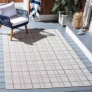 SAFAVIEH Washable Rug Outdoor Bermuda Collection - 8' x 10', Ivory & Grey, Non-Shedding & Easy to... | Amazon (US)