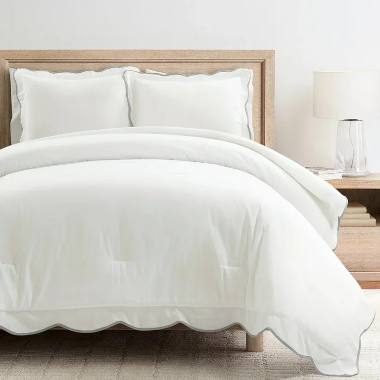Lush Decor 3-Pieces Coastal Chic Scallop Edge Comforter Bedding Sets, Queen | Walmart (US)