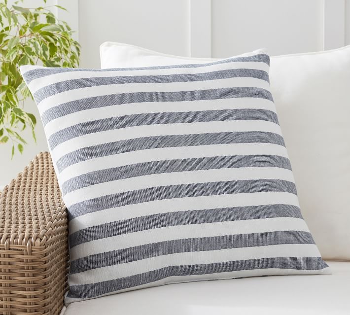 Leandra Striped Reversible Indoor/Outdoor Pillow | Pottery Barn (US)