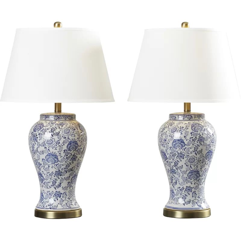 29" Blue/Off-White Table Lamp Set (Set of 2) | Wayfair Professional