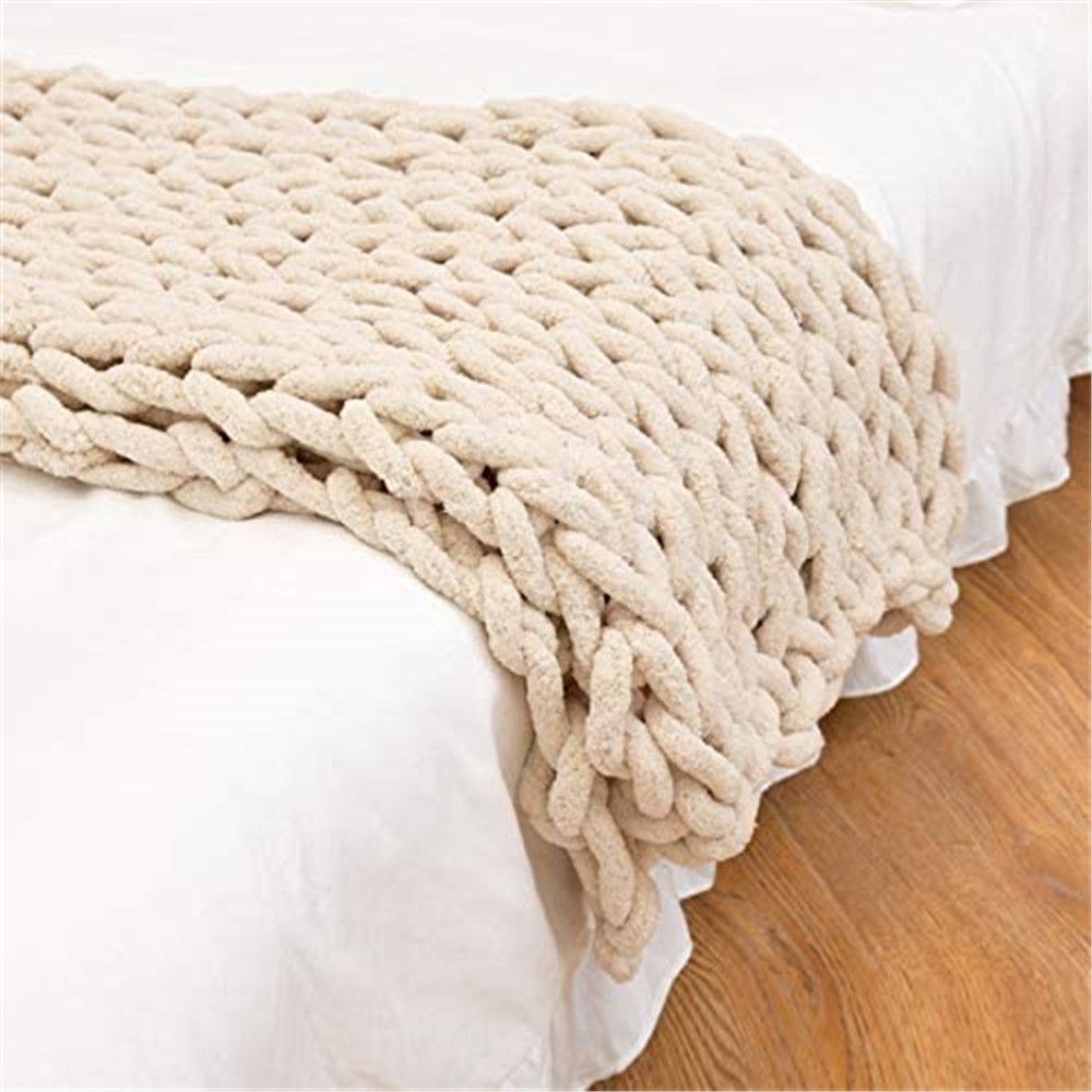Watnature Chunky Knit Blanket Chenille Throw - Warm Soft Cozy for Sofa Bed Boho Home Decor | Walmart (US)