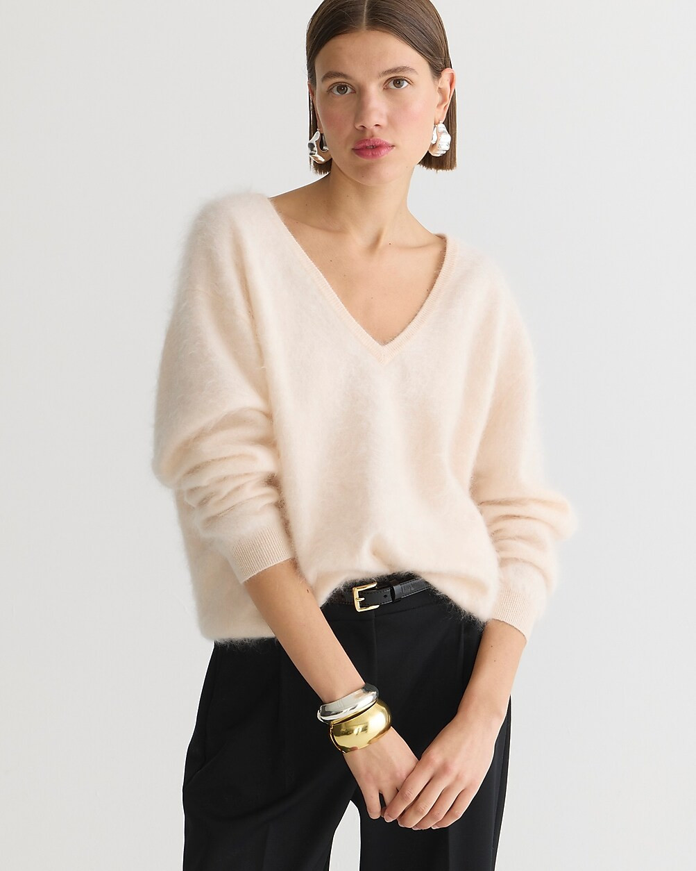 Brushed cashmere relaxed V-neck sweater | J. Crew US