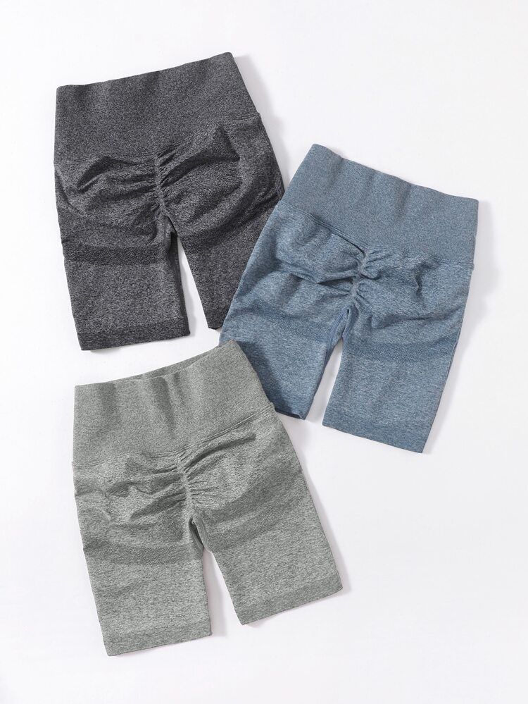 3pc Marled Knit Sports Shorts Set | SHEIN