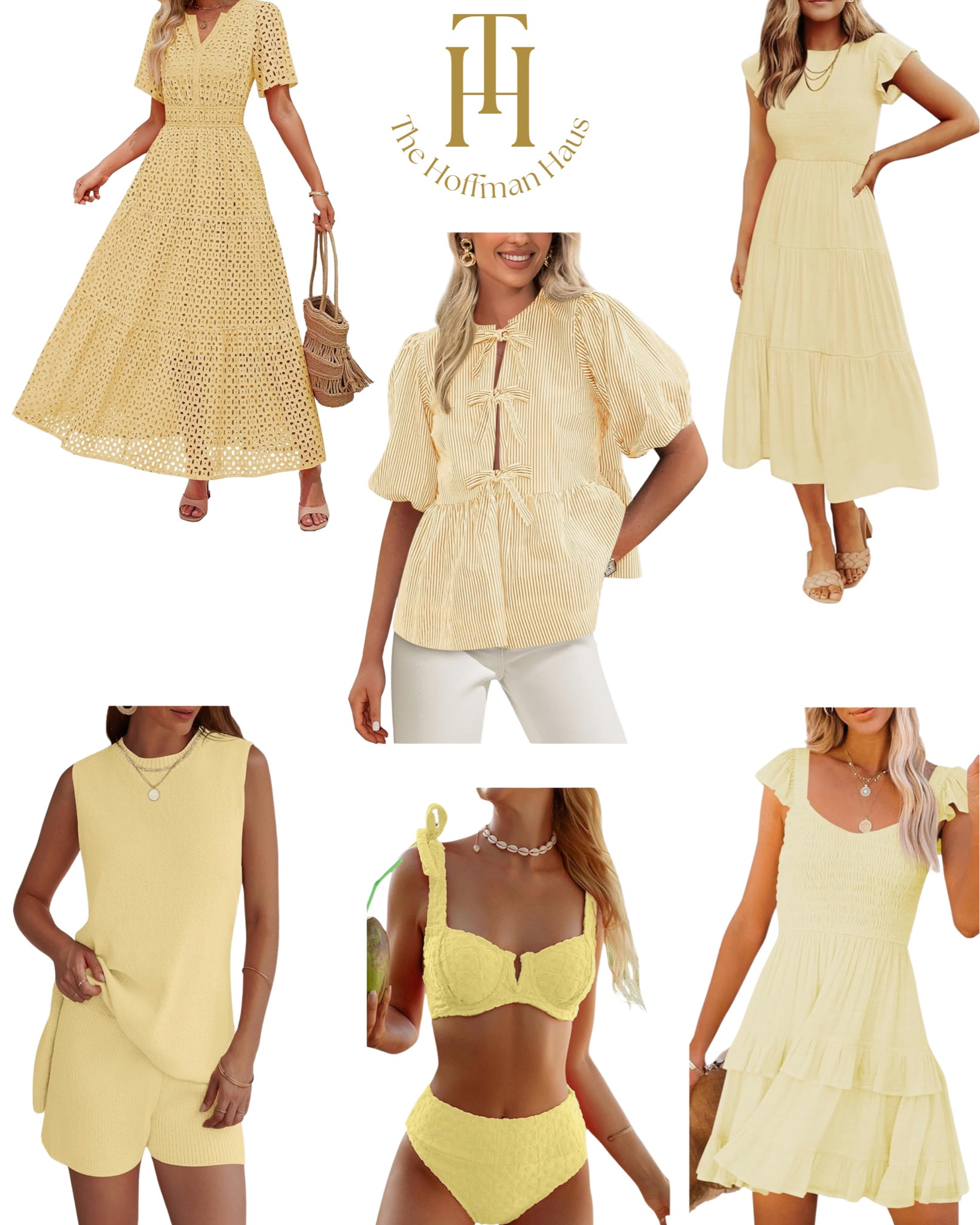 Butter yellow • women’s fashion • swim suit • dress • vacation style • date night outfit • yellow dress • yellow set • bow top • summer outfit 

#LTKstyletip #LTKswim #LTKfindsunder50