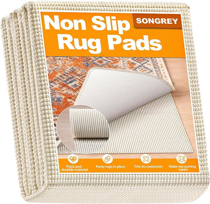 Songrey Non-Slip Rug Pad 8x10 FT, Extra Thick Carpet Pads for Hard Surfaces, Prevents Sliding and... | Amazon (US)