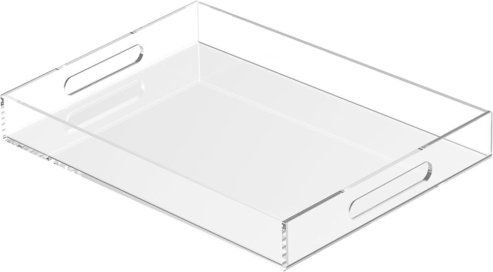 Acrylic Tray 16×12" with Cut Handles - Spill Proof Decorative Tray is an Ideal Countertop Organi... | Amazon (US)