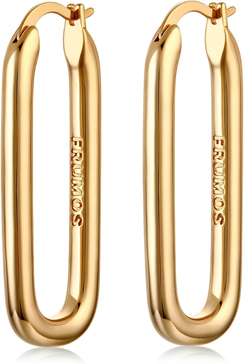 18K Gold Plated Chunky Hoop Earrings for Women Fashion Thick Gold Hoops Set Jewelry for Birthday Christmas Gifts | Amazon (US)