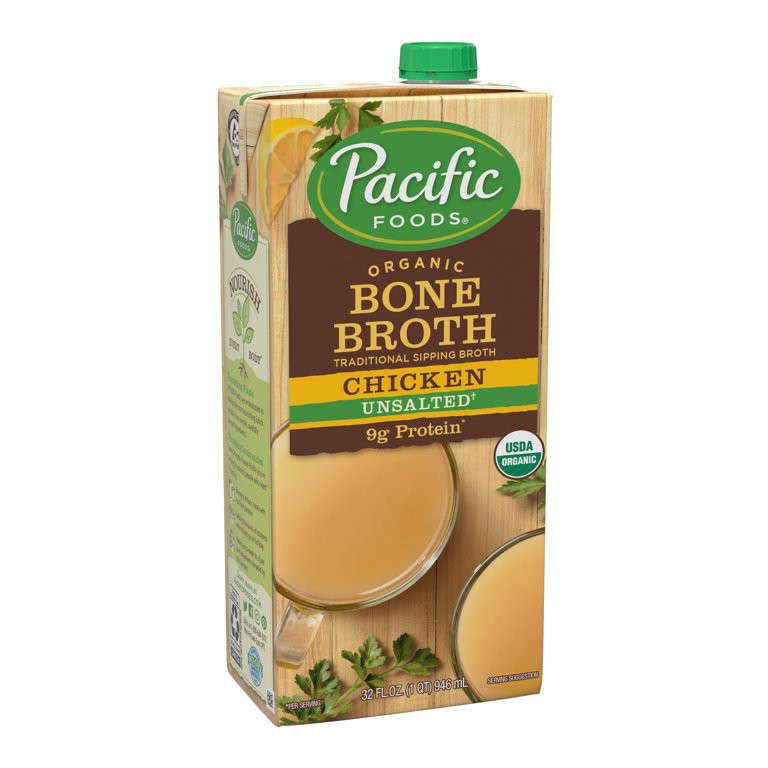 Pacific Foods Organic Chicken Bone Broth, Unsalted 32oz | Walmart (US)