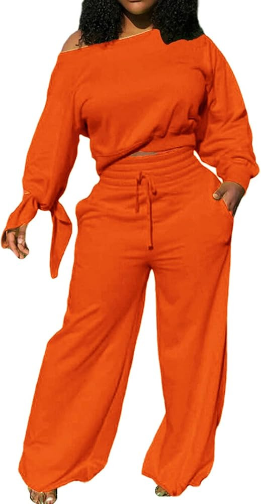 sexycherry Casual 2 Piece Outfits for Women Long Sleeve Sweatsuit Jogging Straight Long Pants Set... | Amazon (US)