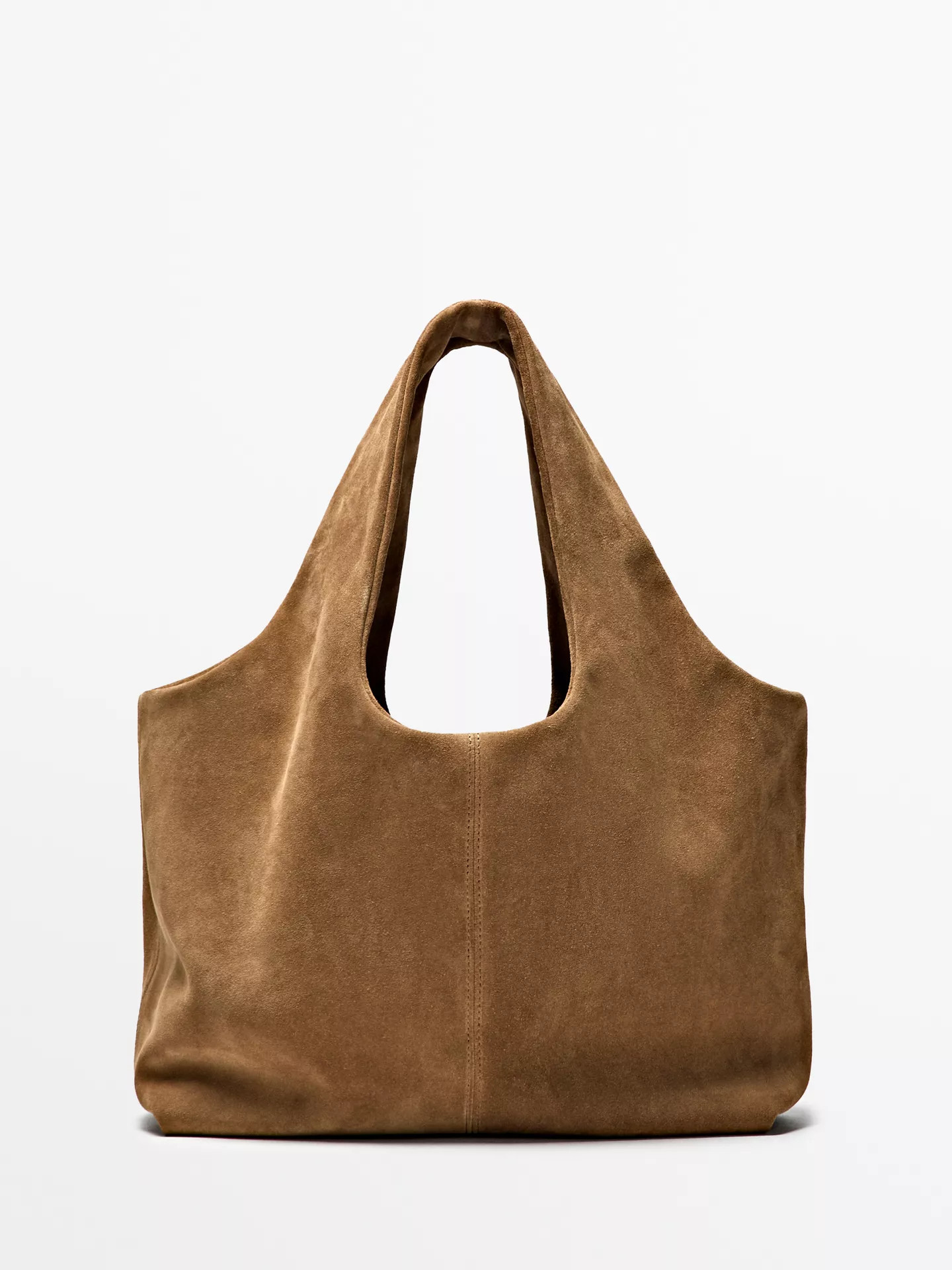 Medium split leather shopper bag | Massimo Dutti UK