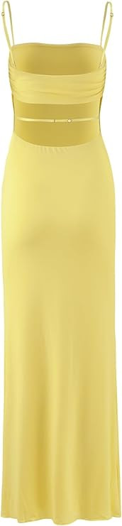 Women's Cutout Backless Maxi Dress Sexy Sleeveless Tight Slip Spaghetti Strap Long Dresses | Amazon (US)