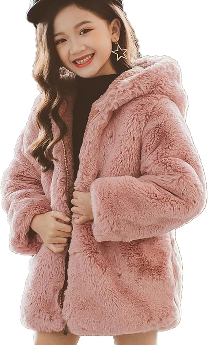 ASHER FASHION Little Big Girls Winter Outfit Hooded Fur Jacket Warm Cotton Fleece Thick Coat Outw... | Amazon (US)