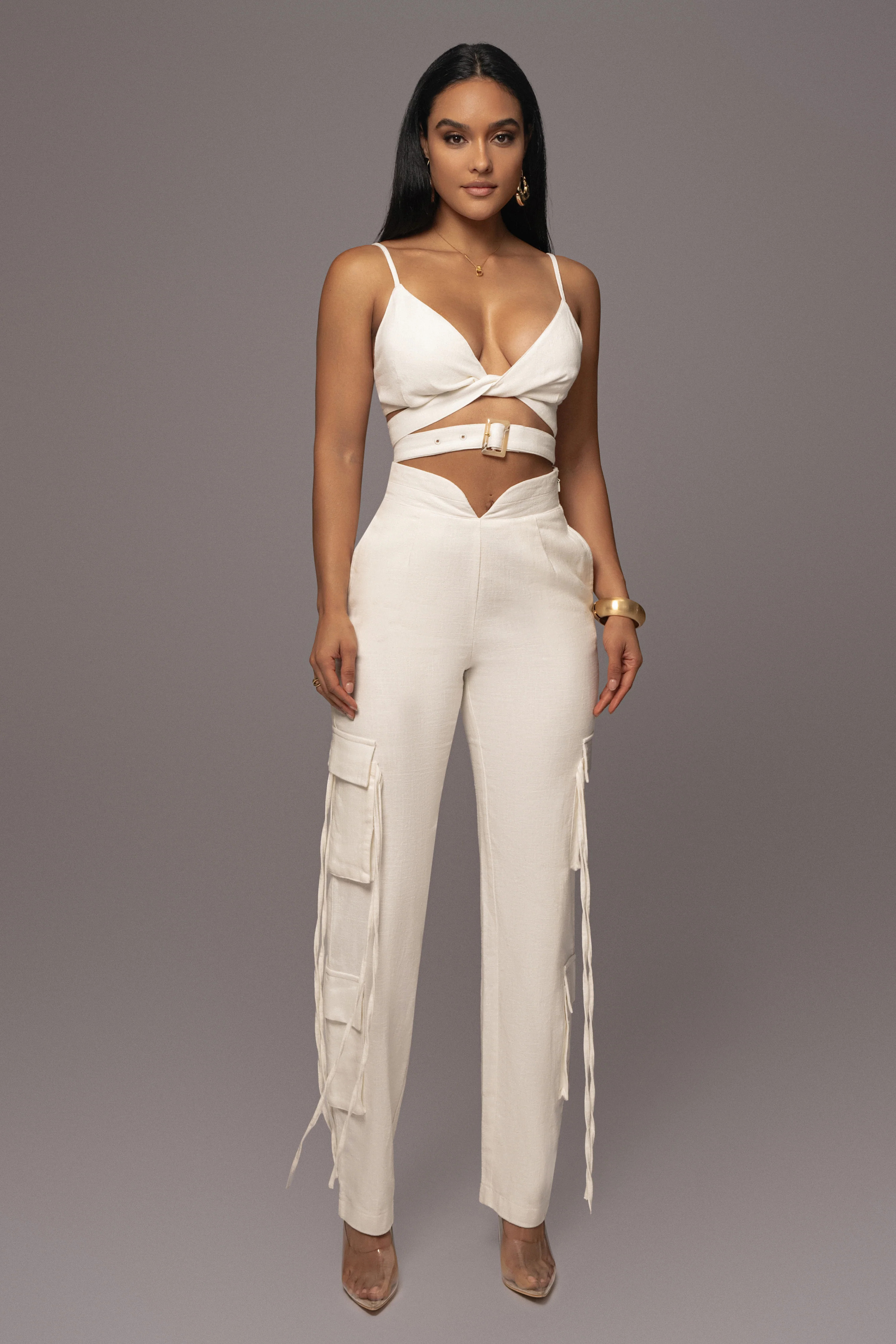 White Better Half Linen Utility Pants | JLUXLABEL