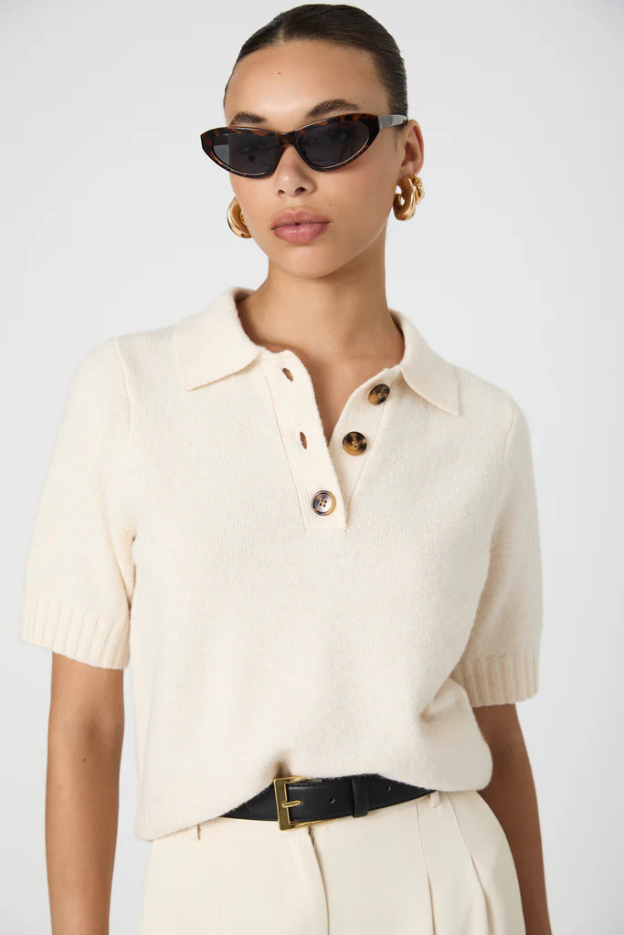 Vhari Short Sleeve Button Up Sweater | French Connection (US)