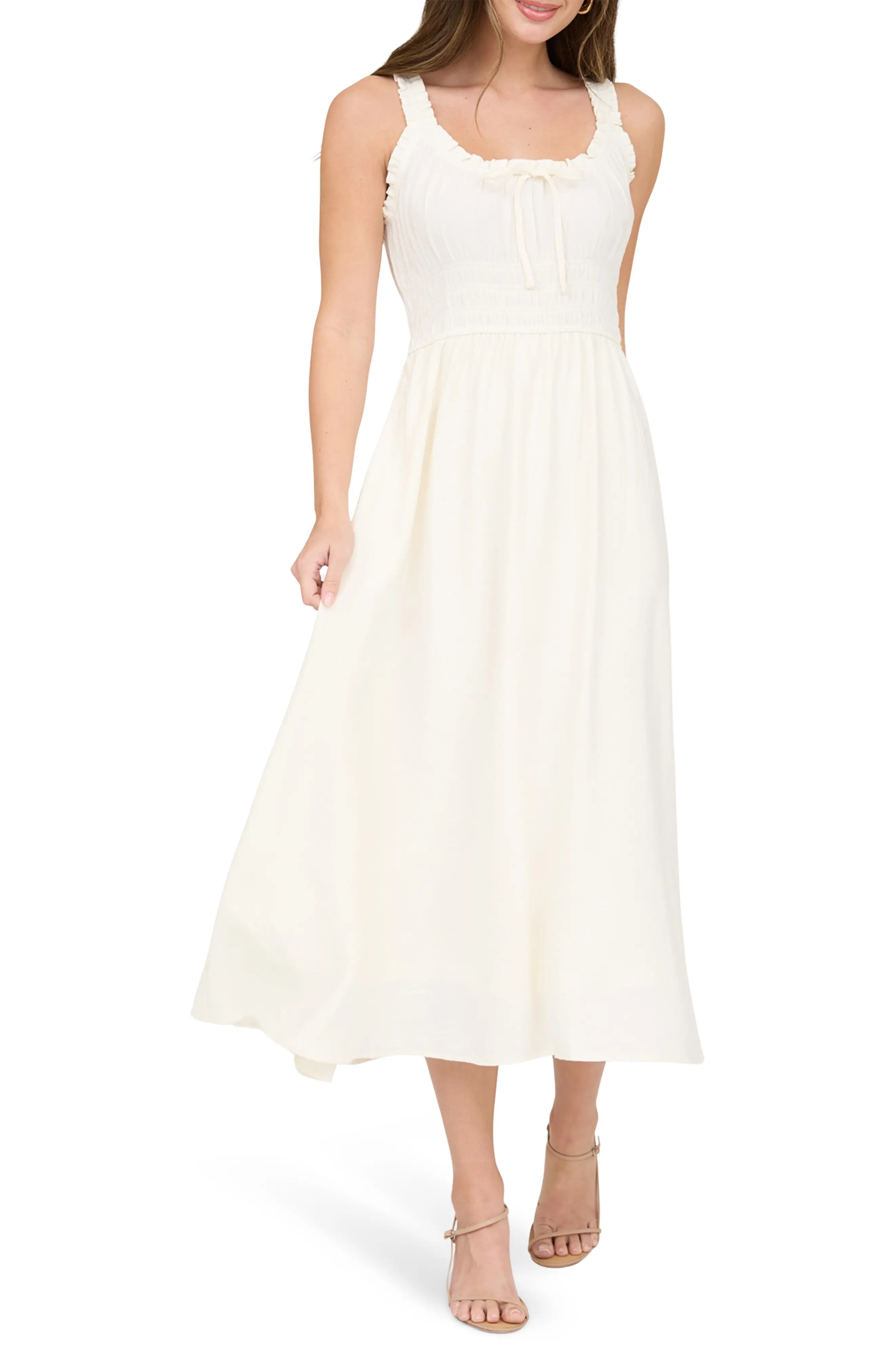 Blu Pepper Shirred Midi Dress in Butter Yellow at Nordstrom Rack, Size Medium | Nordstrom Rack