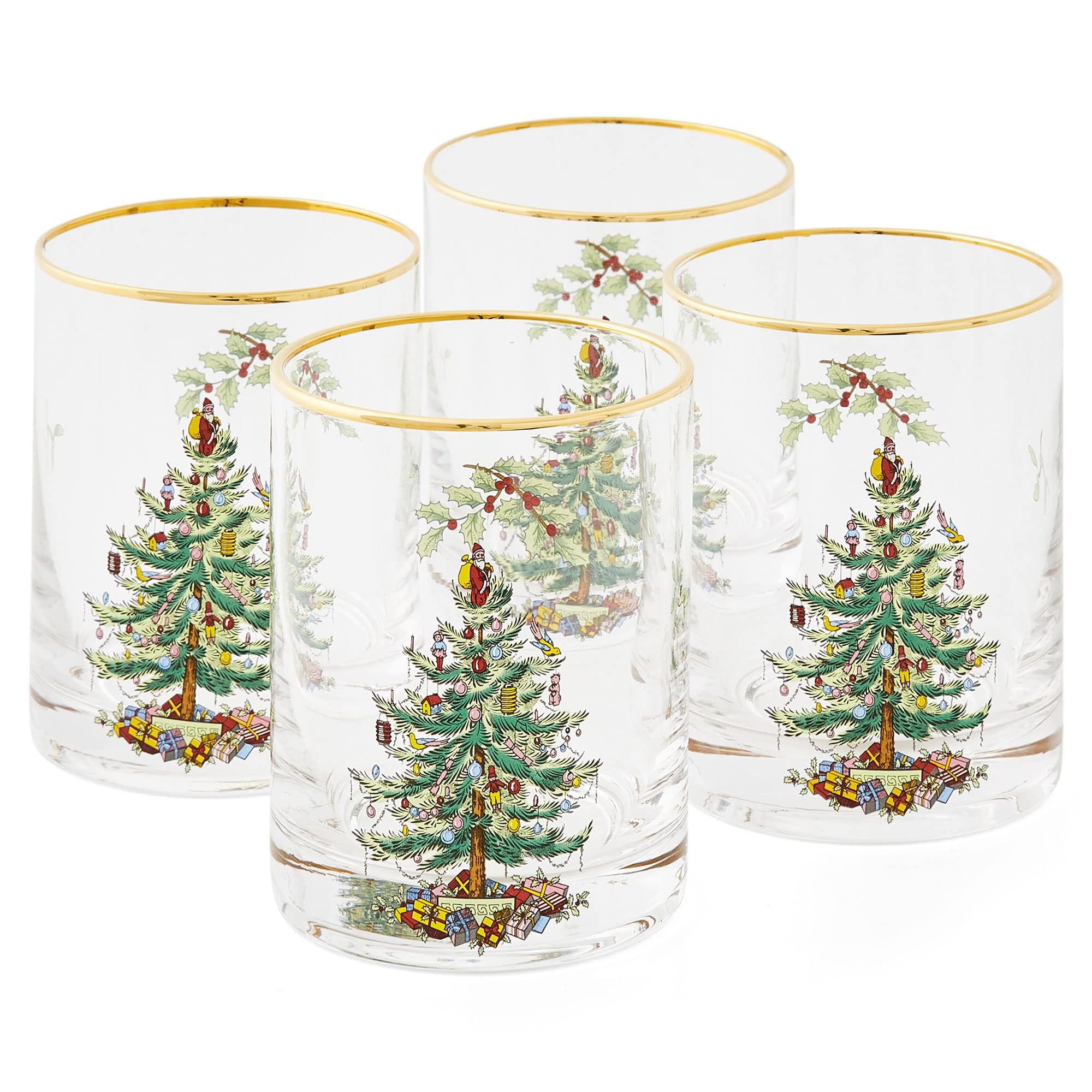 Spode Christmas Tree 14oz Double Old Fashioned Glasses, Set of 4 - Festive Holiday Drinkware with... | Amazon (US)