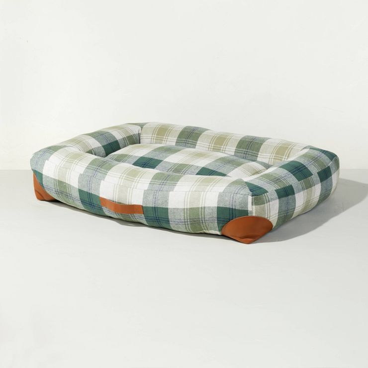 Tartan Plaid Dog Bolster Bed - Hearth & Hand™ with Magnolia Tonal Green | Target