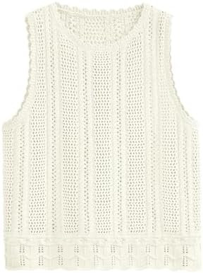 KIRUNDO Beach Vacation Clothes for Women Spring Summer Crochet Sweater Vest Tank Tops Cover Ups R... | Amazon (US)