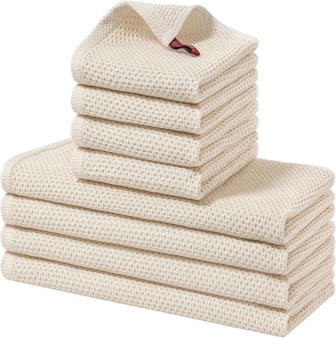 Homaxy 100% Cotton Kitchen Towels and Dishcloths Set, 12 x 12 Inches and 13 x 28 Inches, Set of 8... | Amazon (US)