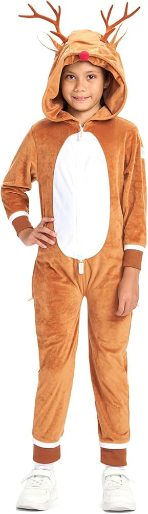 Tipsy Elves' Rudolph The Red-Nosed Reindeer Jumpsuit Costume - Cute Brown Rudolf Holiday Animal O... | Amazon (US)