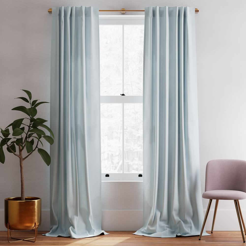 Solid European Flax Linen Melange Curtain, Silver Mist, 48&amp;quot;x84&amp;quot; | West Elm (US)