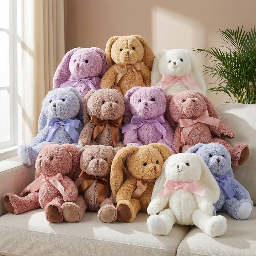 Civaner 12 Pcs Bunny Stuffed Animals Bulk 12.6 Inch Easter Plush Rabbit with Tie Colorful Bunny P... | Amazon (US)
