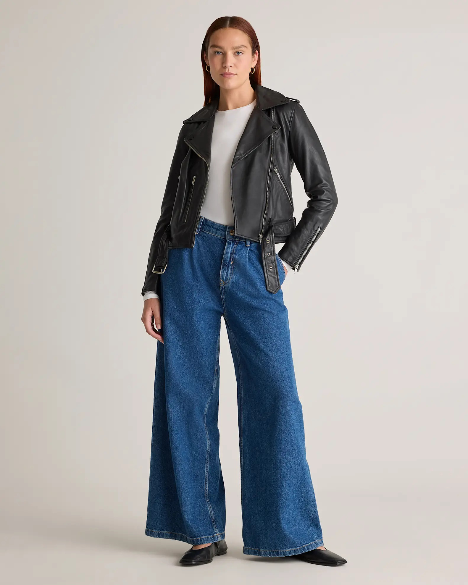 Women's 100% Leather Motorcycle Jacket | Quince
