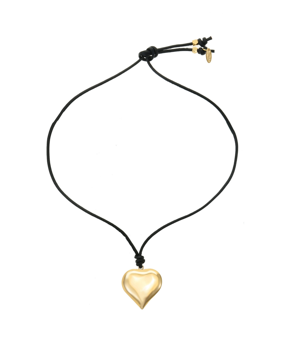 Ettika 18K Gold Plated Heart Pendant Adjustable Cord Necklace - Black | Macy's