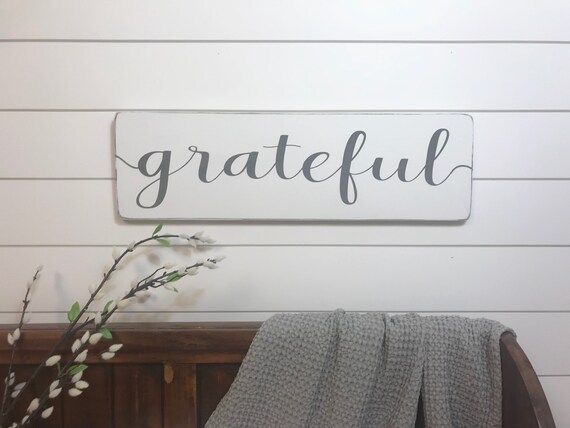 Grateful sign | living room sign | family room sign | farmhouse decor | rustic wood sign | home d... | Etsy (US)