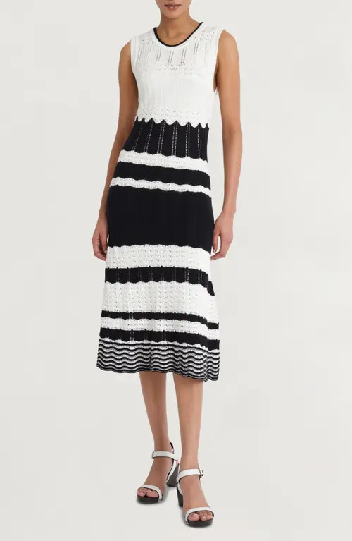 Luxely Mixed Stitch Sleeveless Knit Dress in Ivory/Black at Nordstrom, Size Medium | Nordstrom