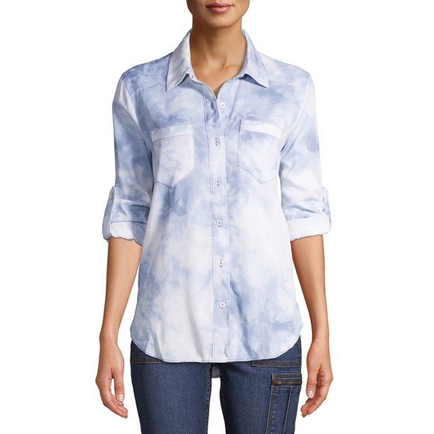 EV1 from Ellen DeGeneres Tie Dye Button Down Shirt Women's | Walmart (US)