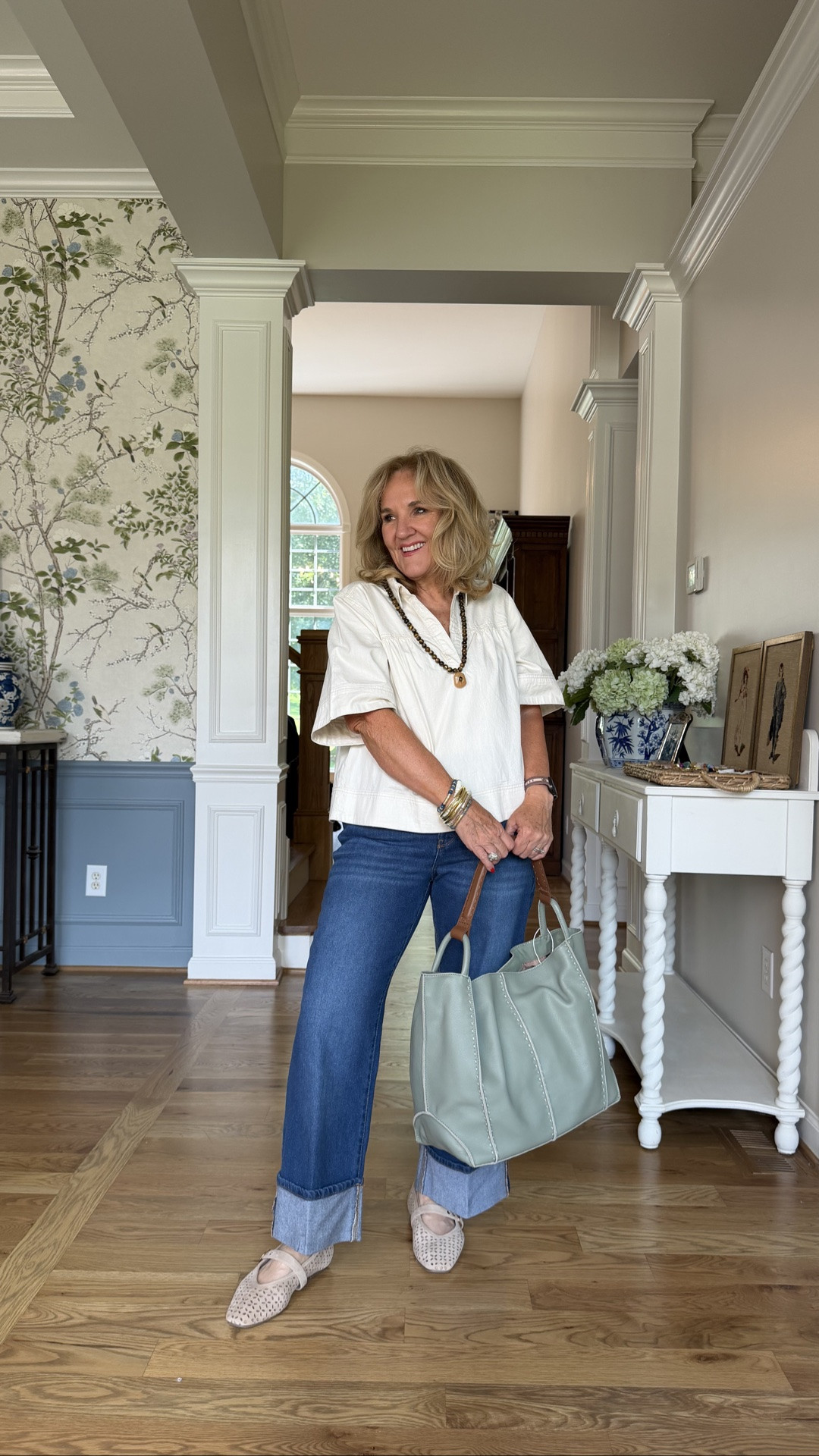 This bag exceeded my expectations and the tags are off! Bags give an immediate update to your outfit. 
Top size medium 
Jeans size 8

#LTKSaleAlert #LTKOver40 #LTKootd