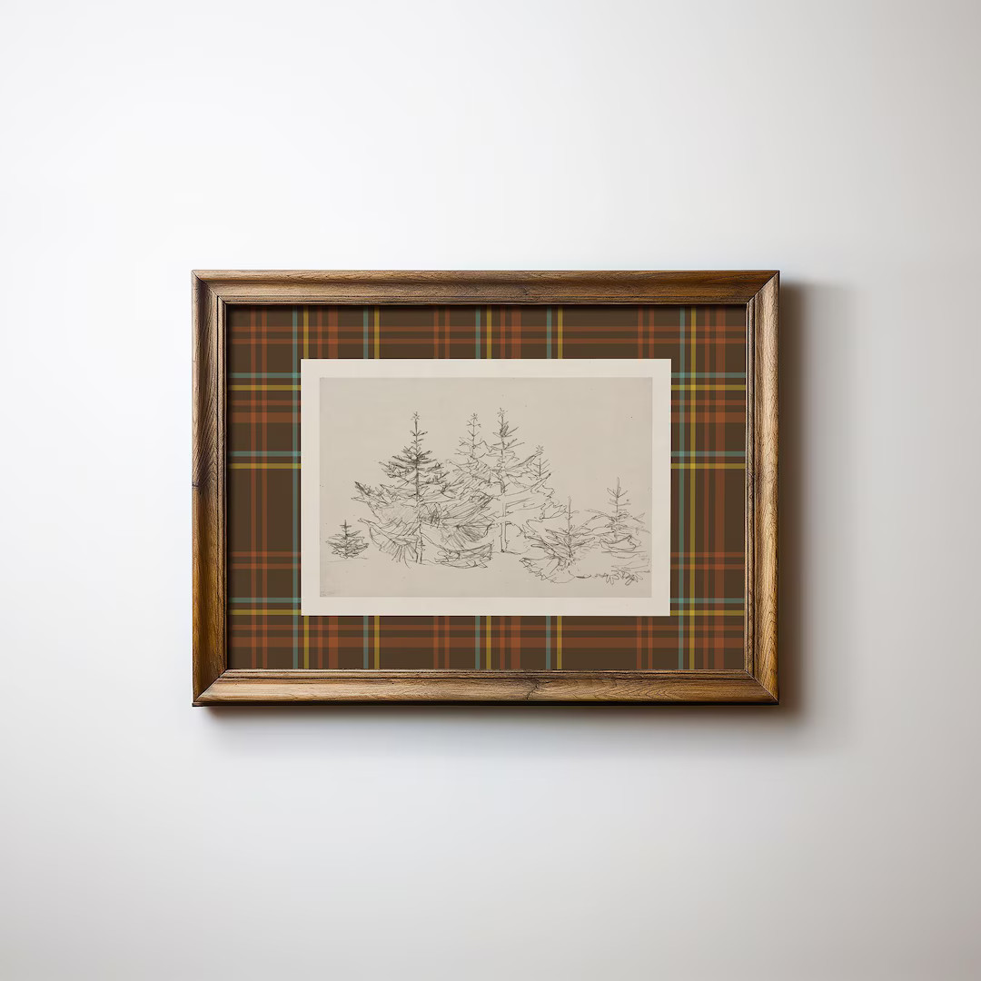 Vintage Abstract Landscape Downloadable Print | Cottage Core Decor Holiday Art | Winter Wall Art ... | Etsy (US)