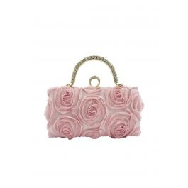 Opulent Rose Rhinestone Handle Clutch in Pink | Chicwish