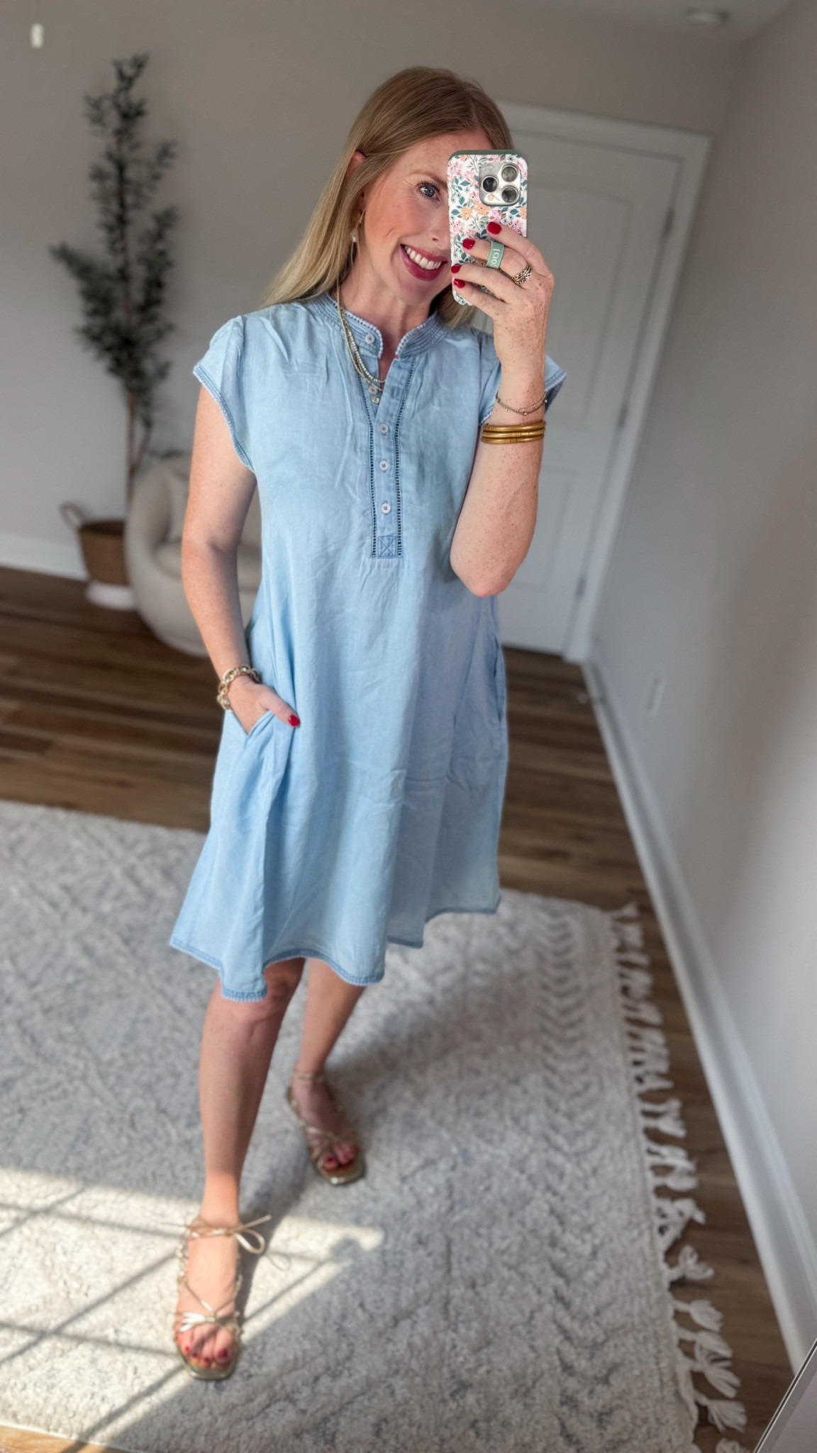 Daily try on, Walmart outfit, Walmart fashion, Walmart style, denim dress, time and tru **** This is the dress you get from this link!!! They have the wrong light wash dress pictured… it’s the style of the dark wash! This is the dress you’ll get!

#LTKootd