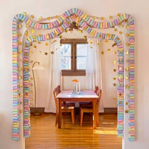 Maitys 500 Sheets Paper Chain Star Garland,Macaron,3 x 8 Inches | Amazon (US)