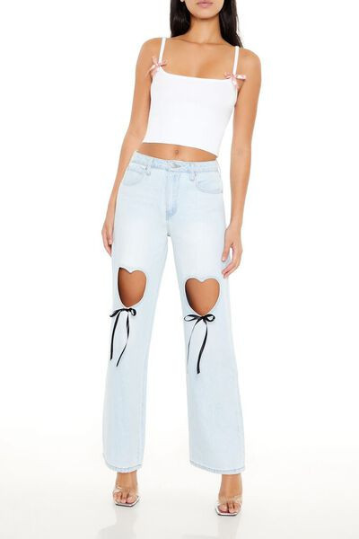Heart Cutout High-Rise Jeans | Forever 21