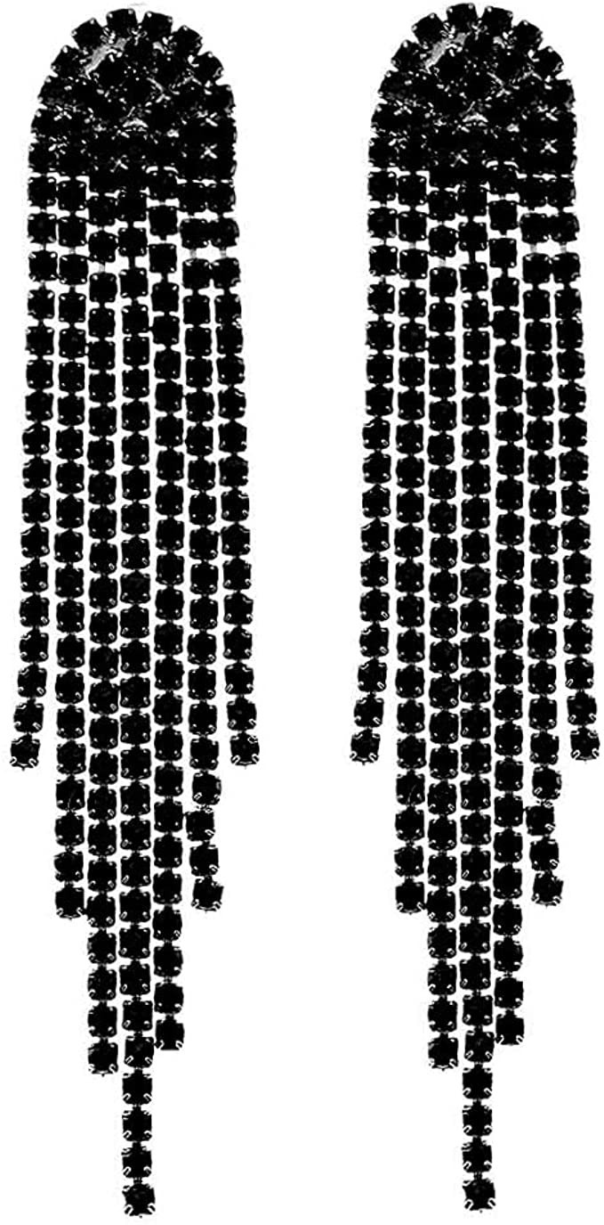 Rhinestone Earrings Dangling for Women Girls Long Chandelier Earrings Tassel Fringe Crystals Dang... | Amazon (US)