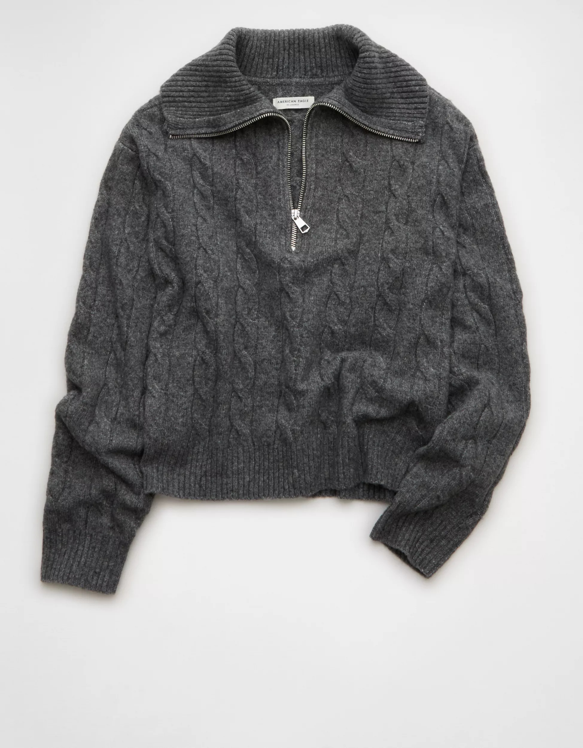 AE Cable-Knit Quarter-Zip Sweater | American Eagle Outfitters (US & CA)