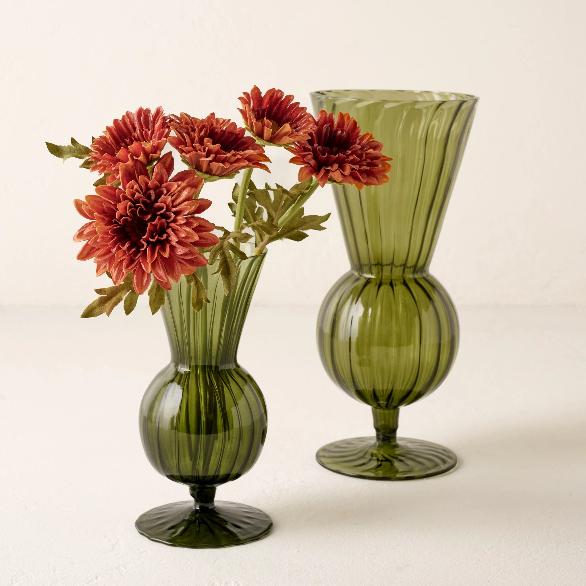 Fluted Green Glass Vase | Magnolia