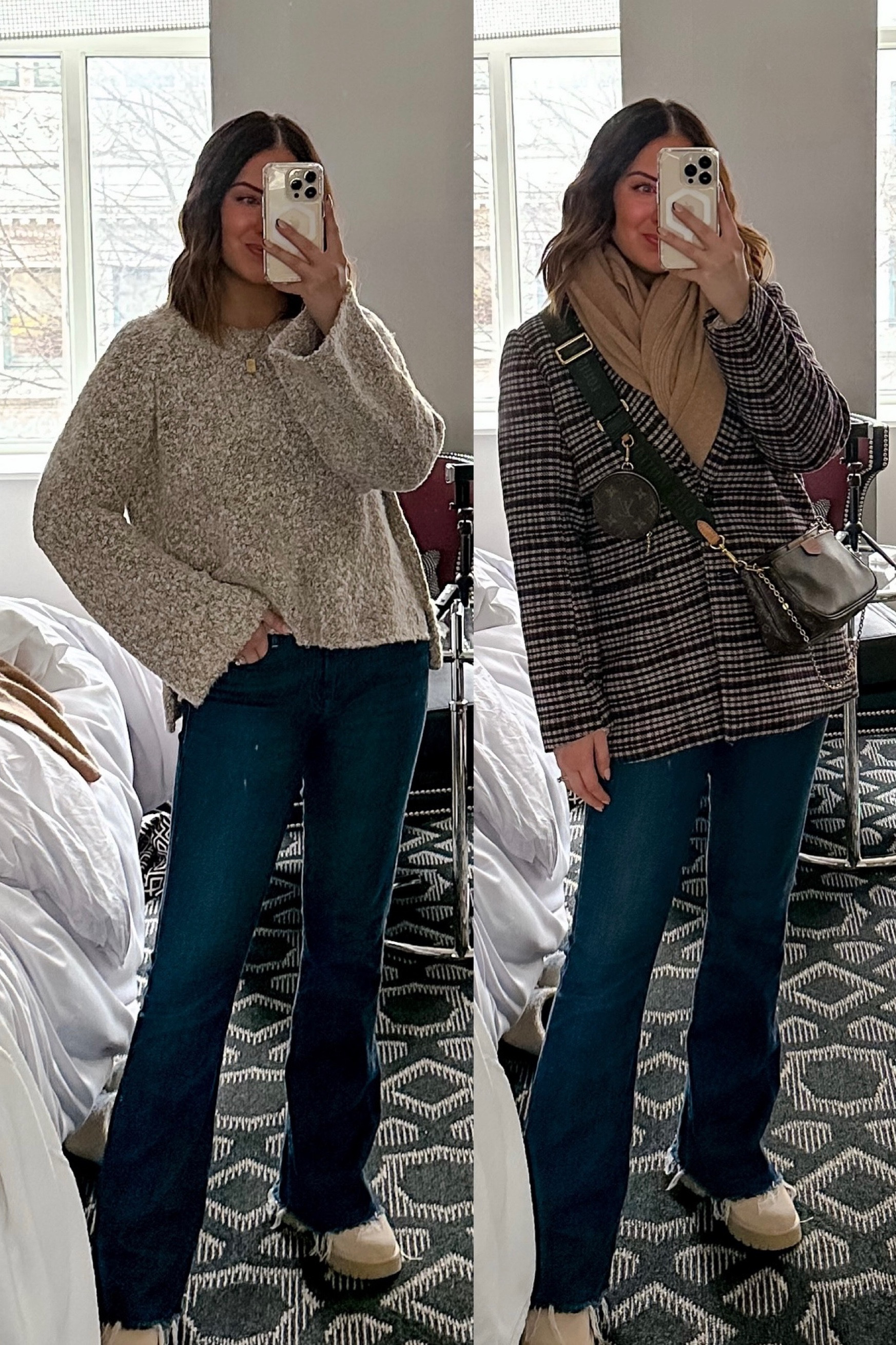 Casual winter outfits - S sweater, 28 denim, mp jacket, boots tts 

#jacket #flarejeans #winteroutfit 

#LTKSeasonal #LTKshoecrush #LTKunder100