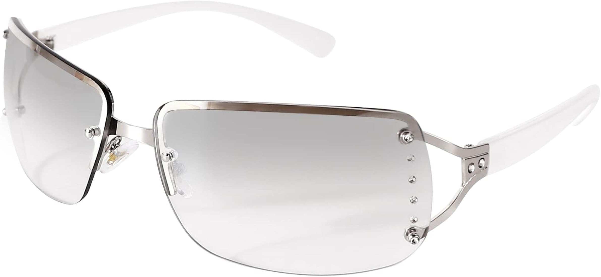 Wrap Around Y2K Sunglasses for Women Men Shield Flat Top Sunglasses Futuristic Frameless Gradient... | Amazon (US)